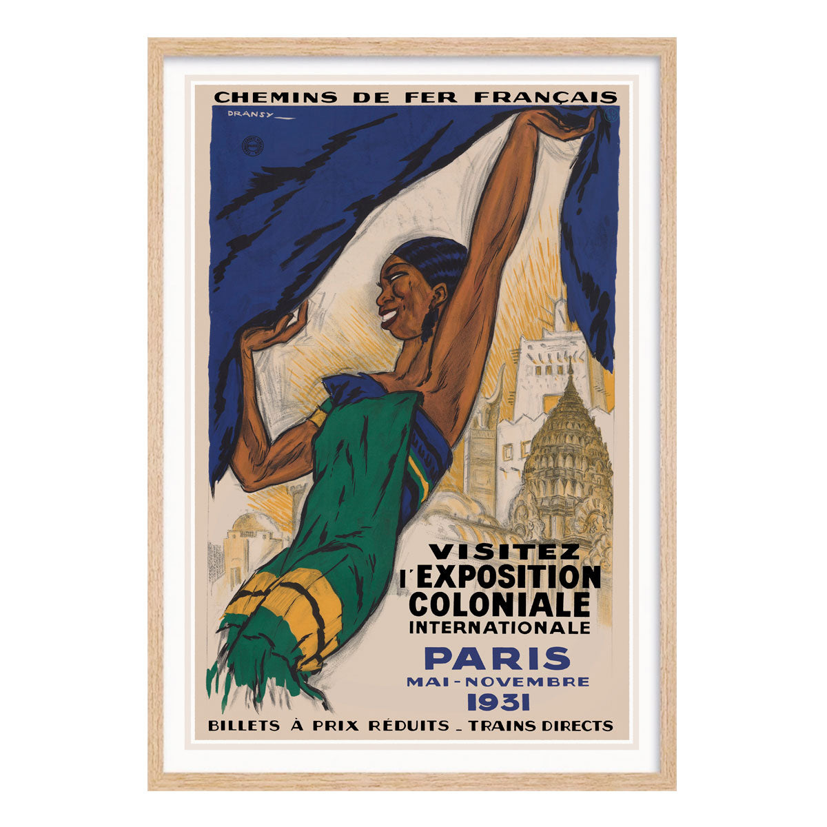 Exposition Coloniale Paris vintage advertising oak framed print from Places We Luv