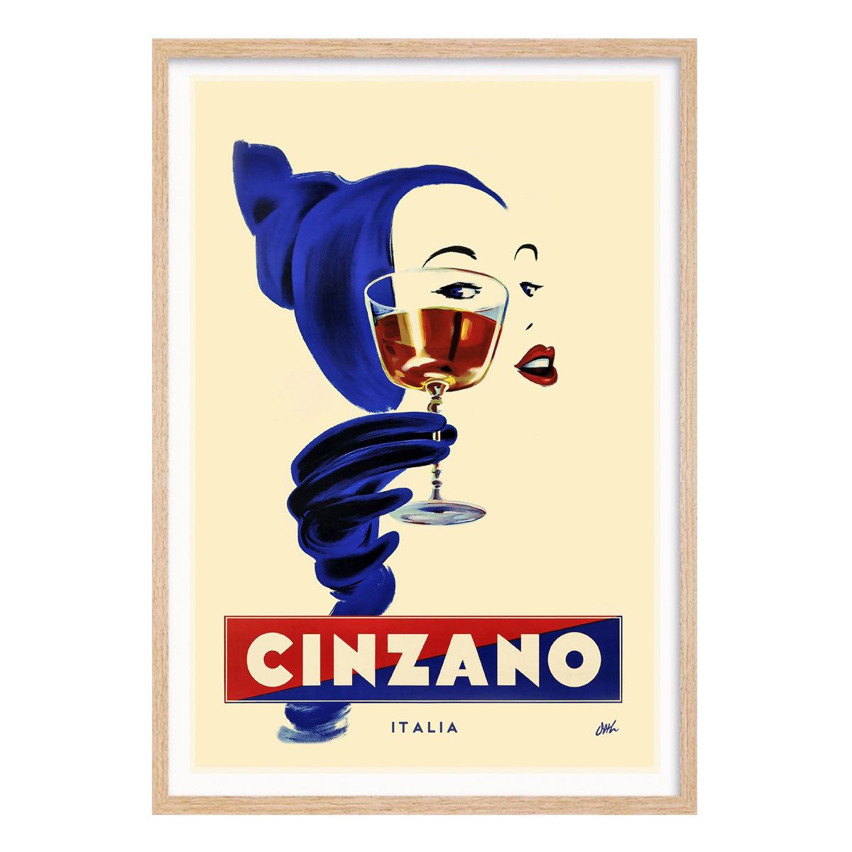 Cinzano retro vintage advertising poster or oak framed print Italy from Places We Luv