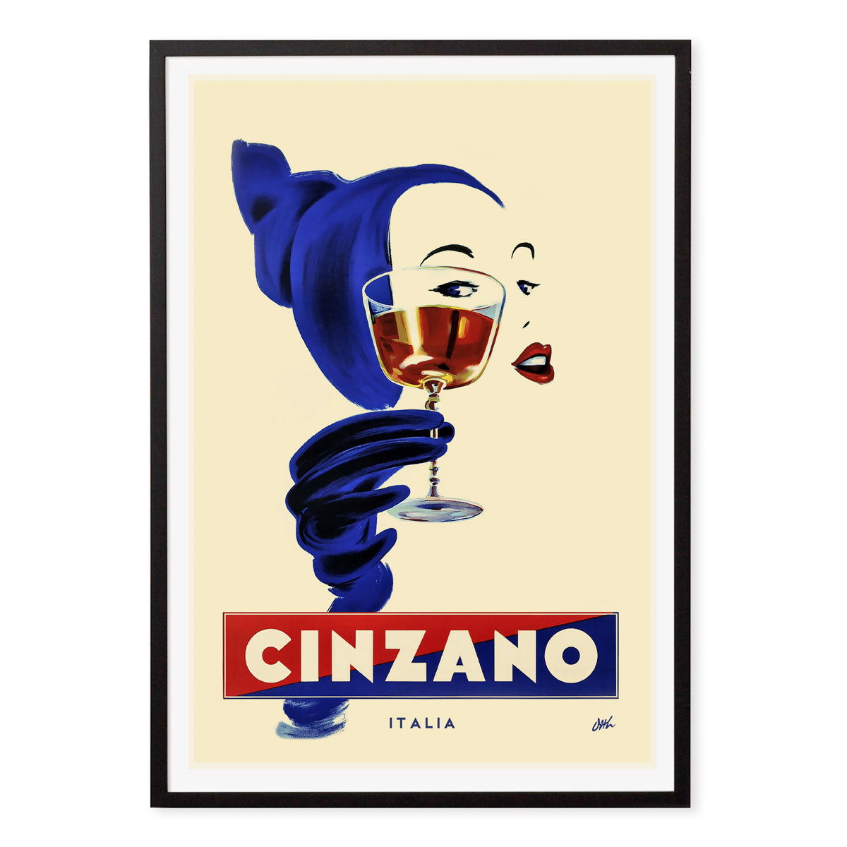 Cinzano retro vintage advertising poster or black framed print from Places We Luv