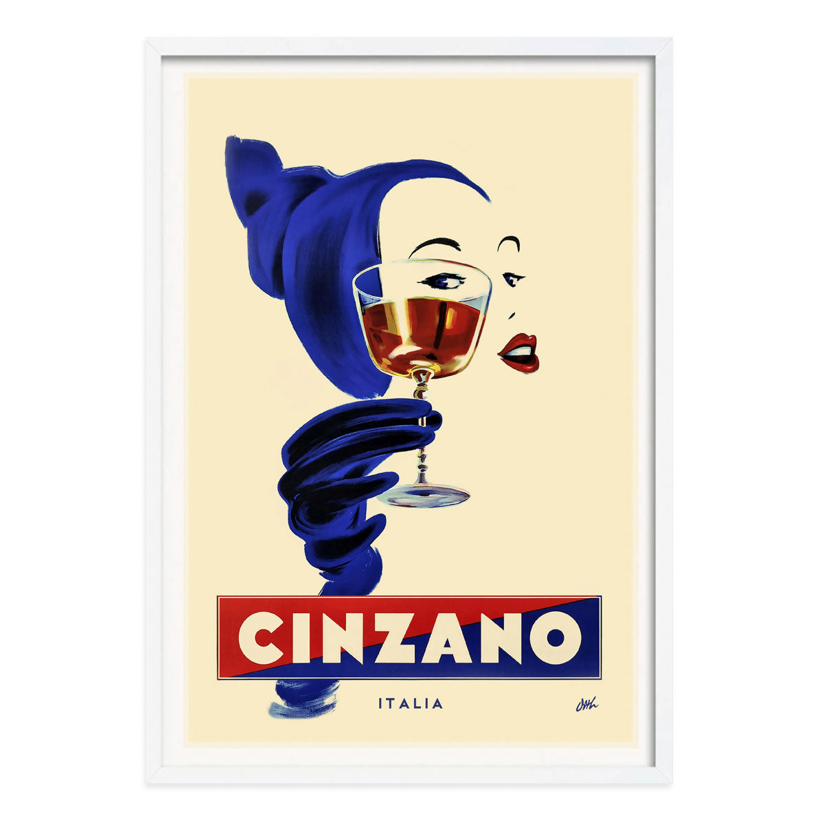 Cinzano retro vintage advertising poster white framed print from Places We Luv