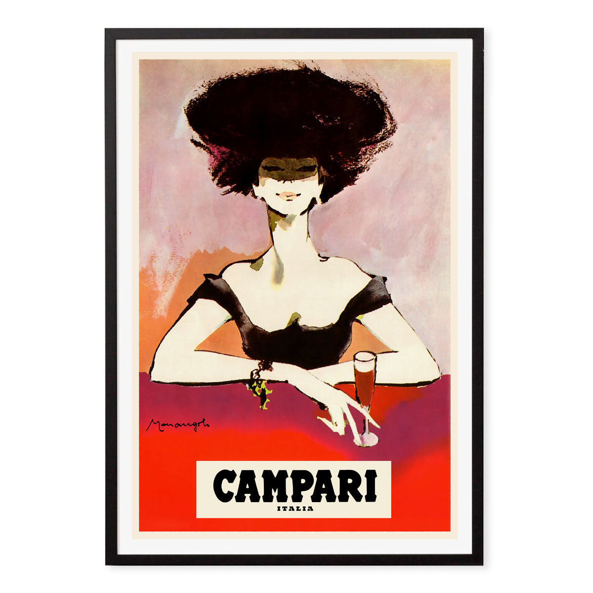 Campari Italy vintage retro poster print in black frame from Places We Luv