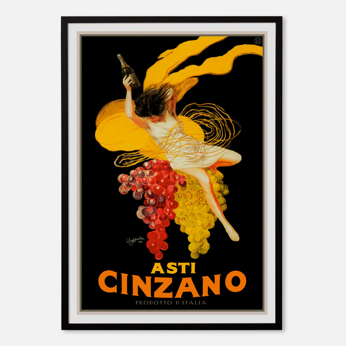 Cinzano retro advertising poster, black frame, Italy Places we Luv