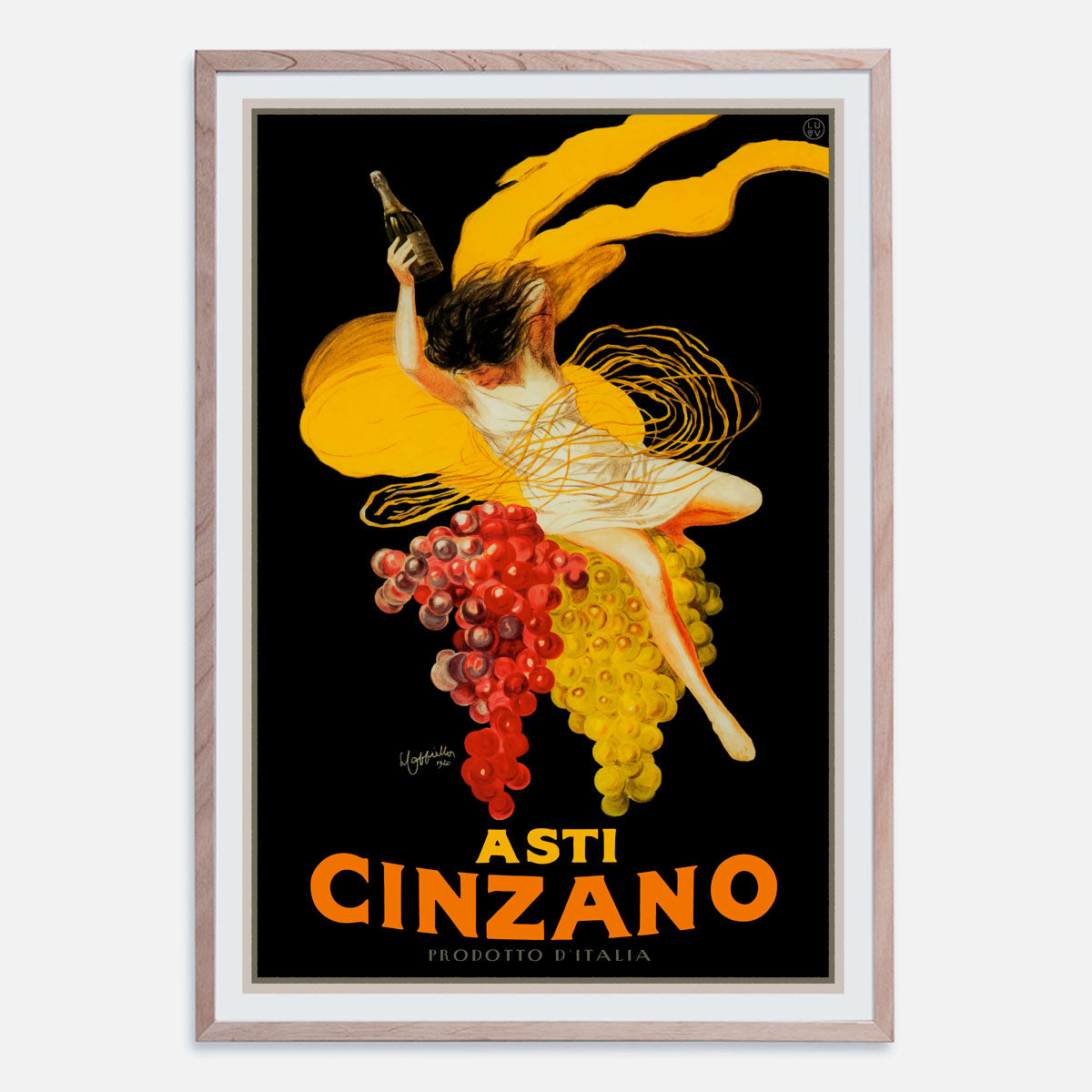 Cinzano retro advertising poster, oak frame, Italy Places we Luv