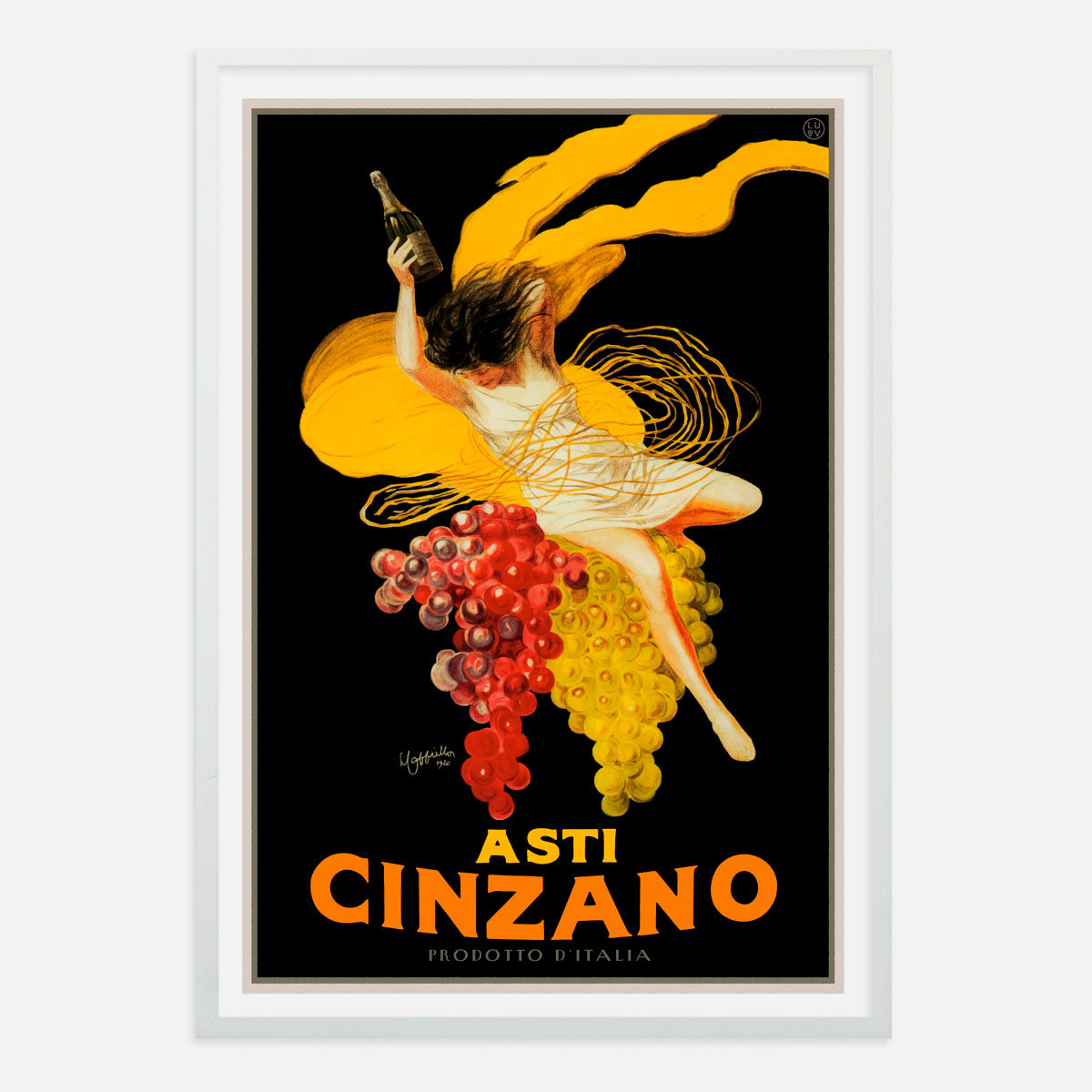 Cinzano retro advertising poster, white frame, Italy Places we Luv