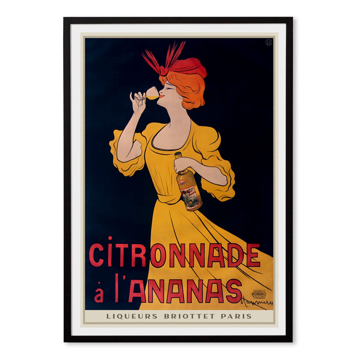 L'ananas Paris Retro vintage poster in black frame from Places we Luv