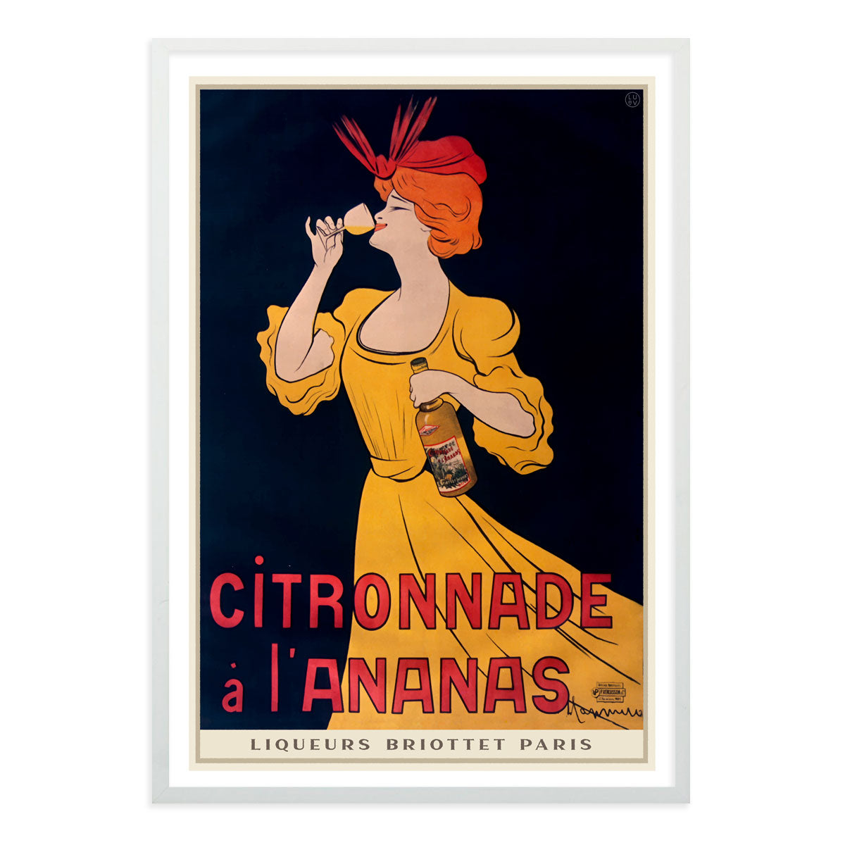 L'ananas Paris Retro vintage poster in white frame from Places we Luv
