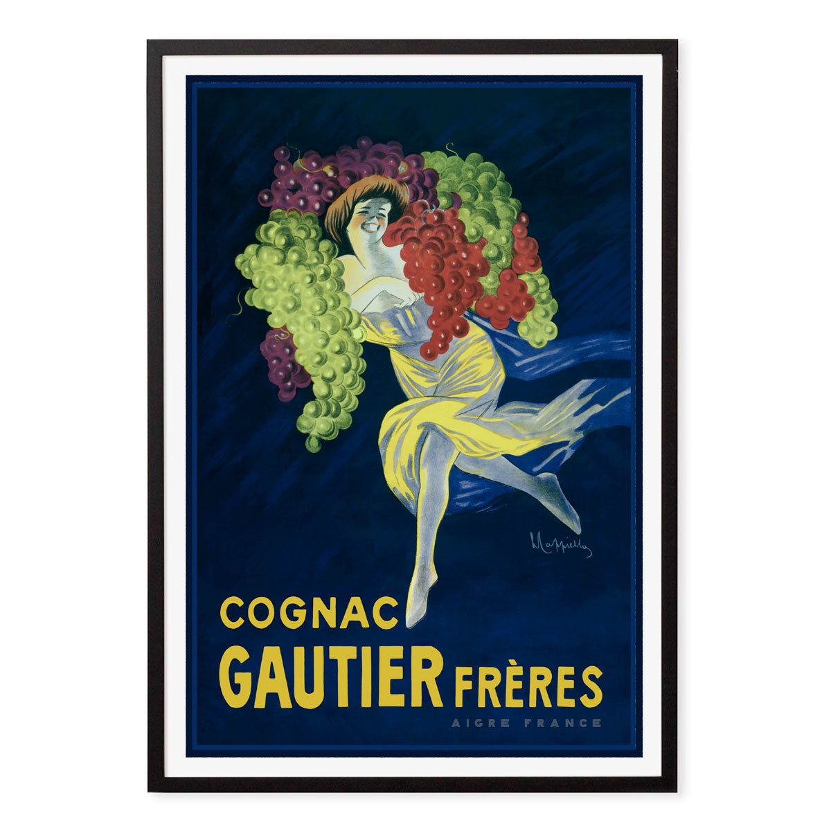 French Cognac retro vintage poster print in black frame from Places We Luv