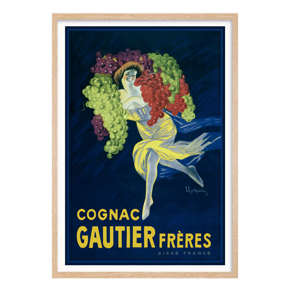 French Cognac retro vintage poster print in oak frame from Places We Luv