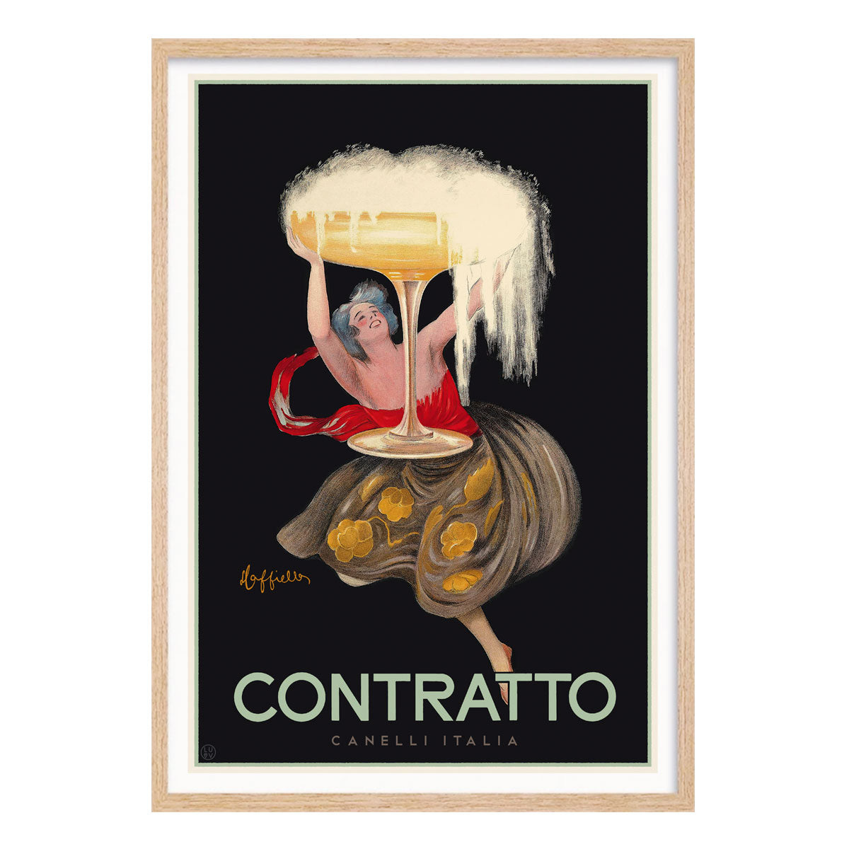 Contratto Italy retro vintage advertising poster in oak frame - Places We Luv