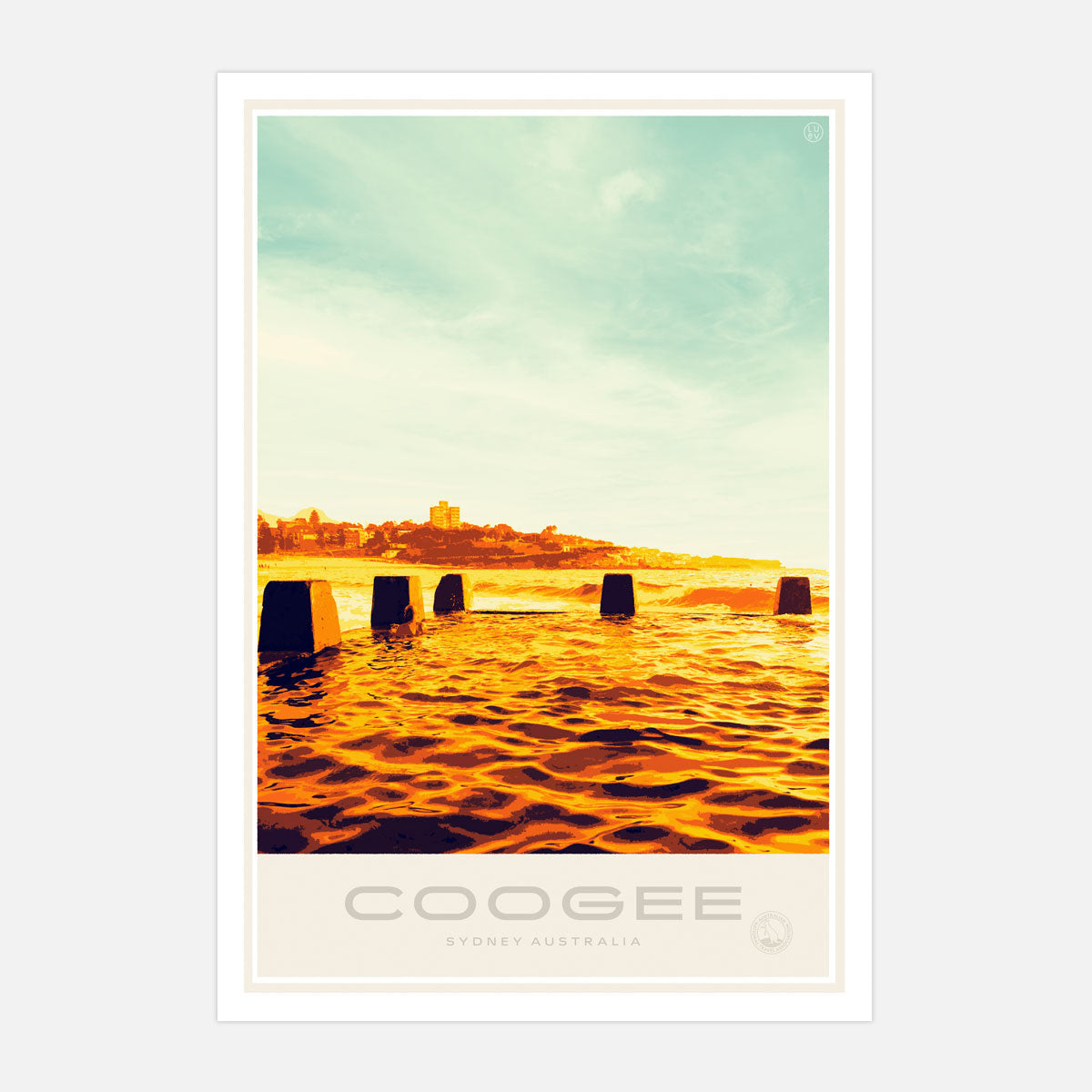 Coogee Pool Sydney vintage travel style poster by places we luv