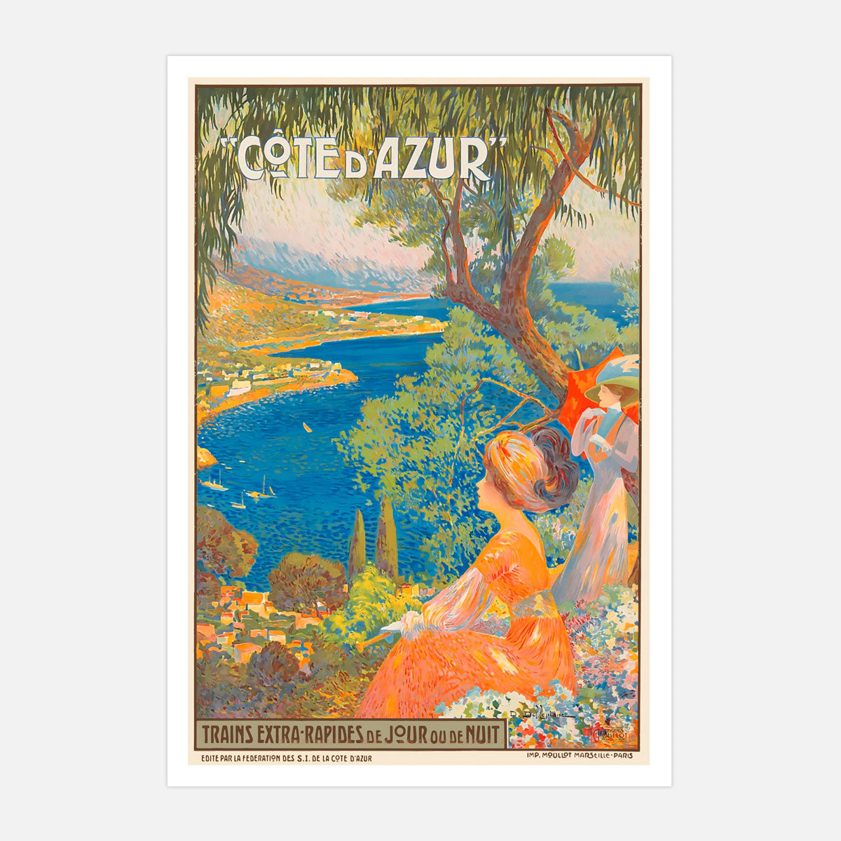 Cote d' Azure vintage retro travel advertising poster from Places We Luv