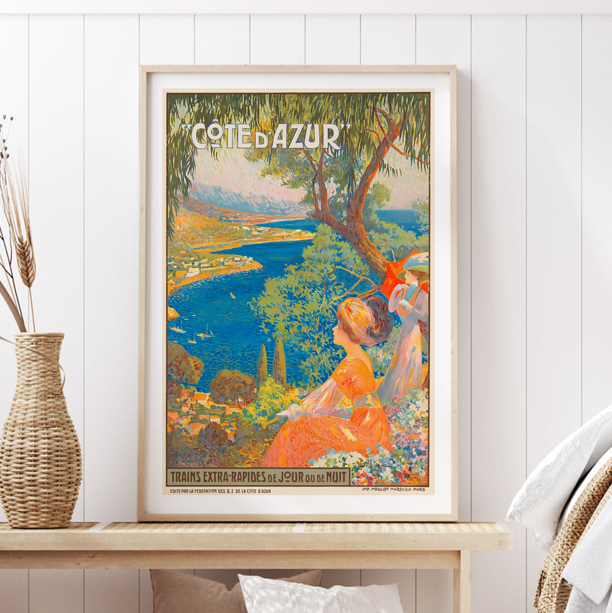 Cote d' Azure vintage retro travel advertising poster from Places We Luv