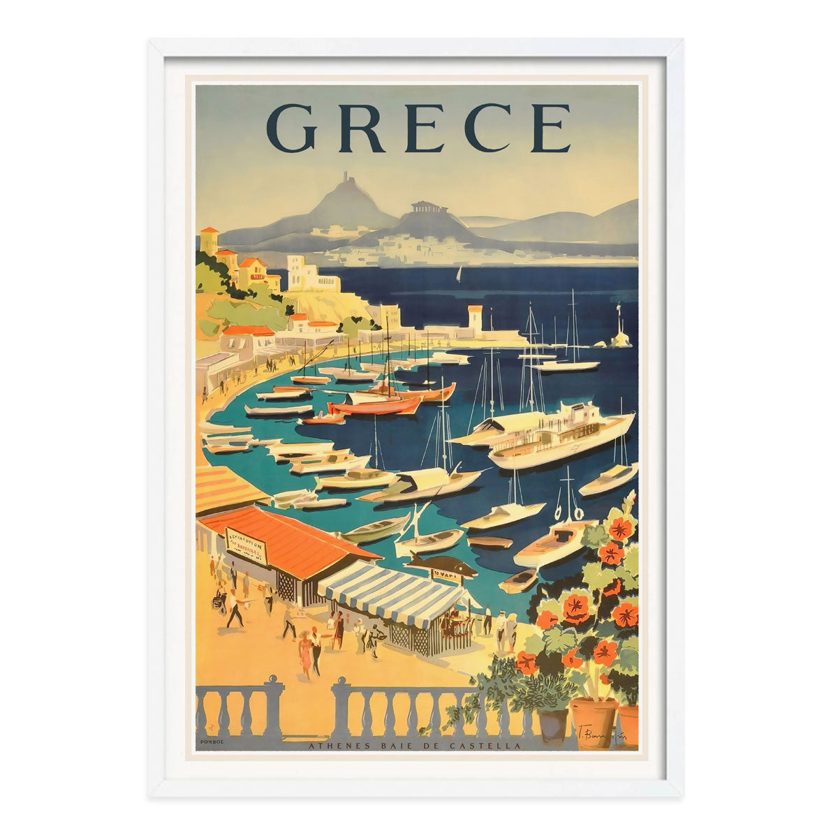 Athens Greece vintage retro poster print in white frame from Places We Luv
