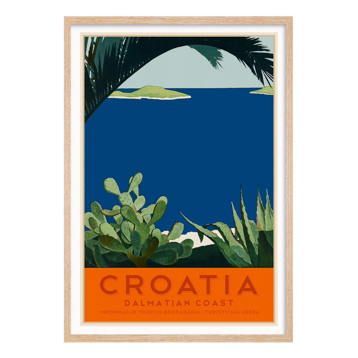 Croatia retro vintage travel poster print in oak frame from Places We Luv