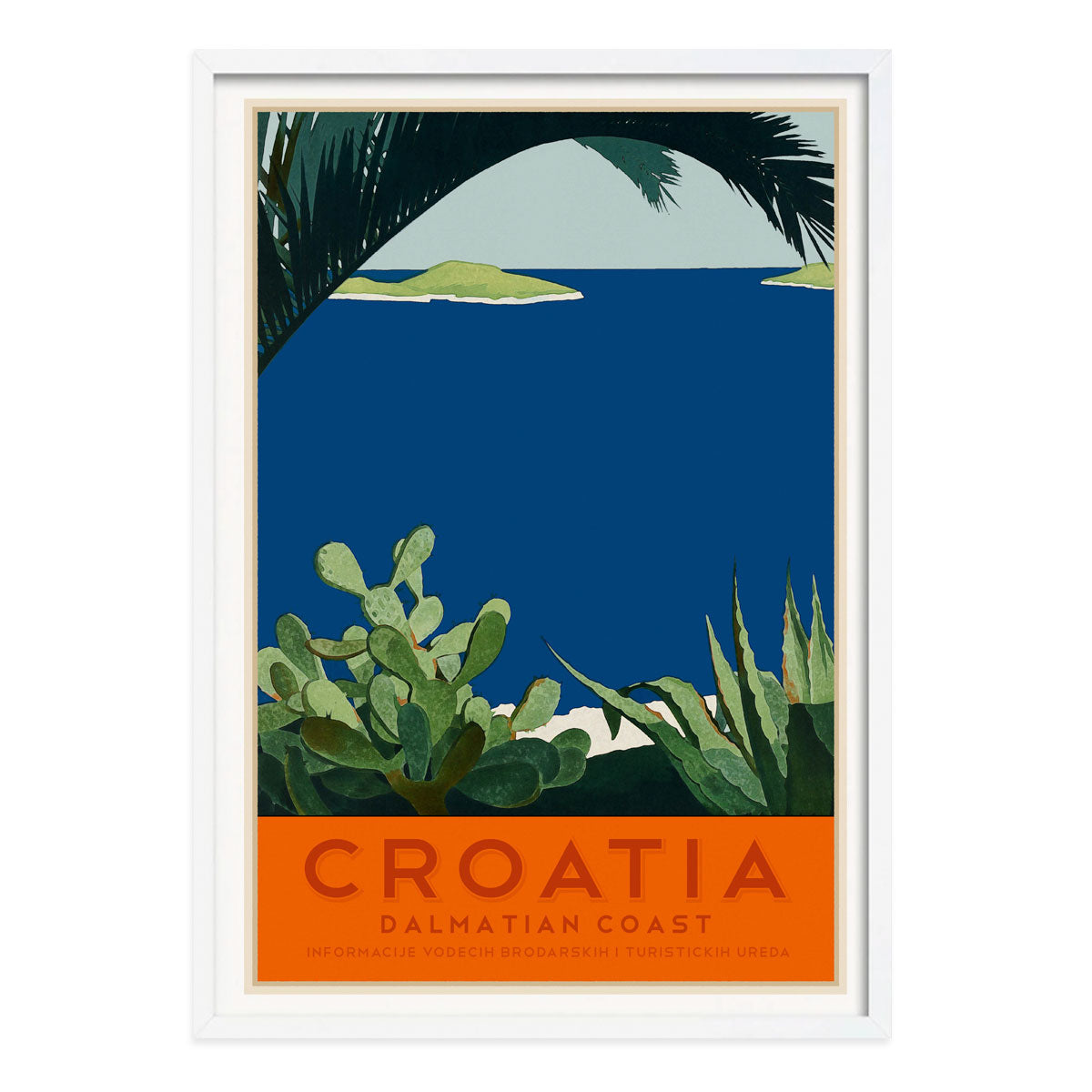 Croatia retro vintage travel poster print in white frame from Places We Luv