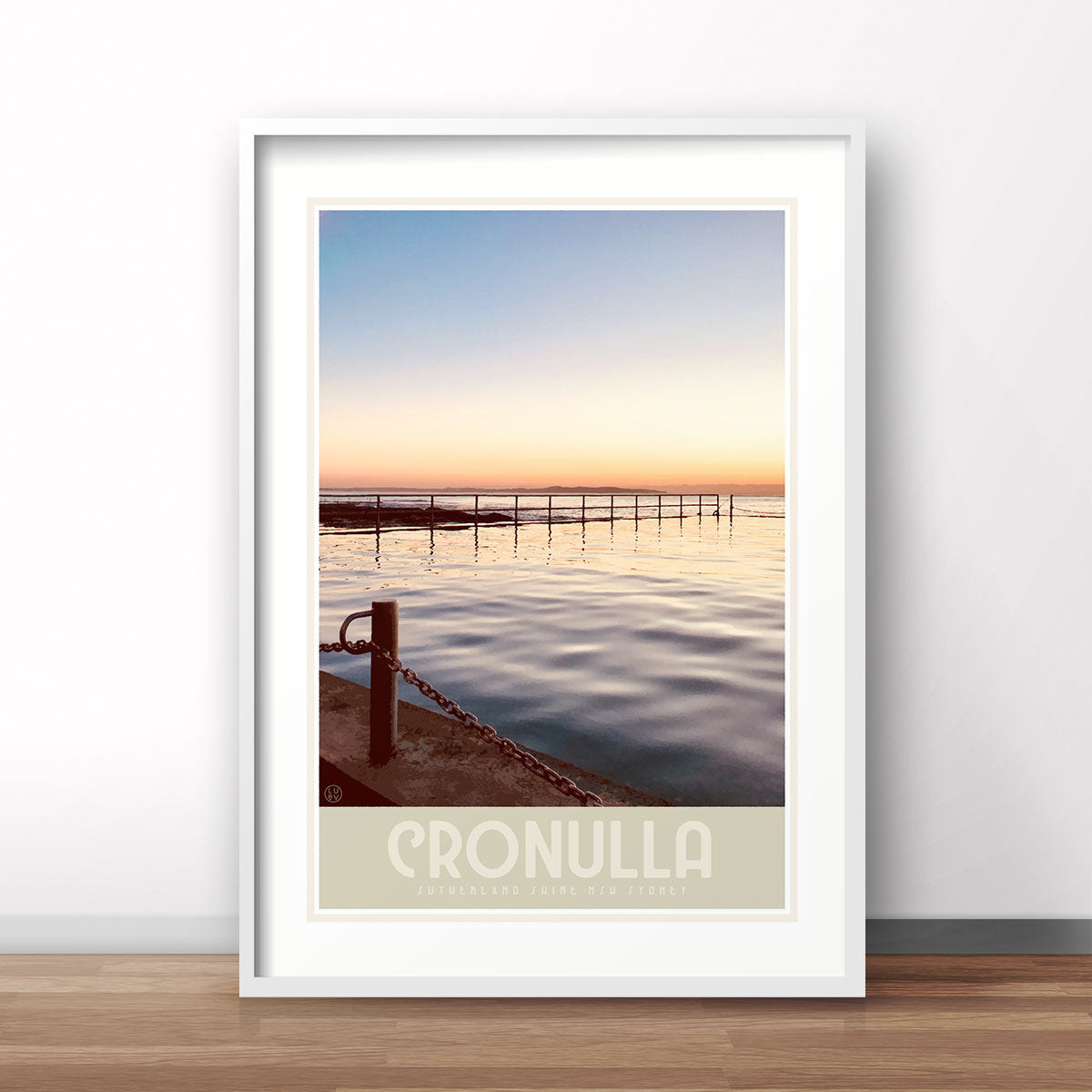 Cronulla beach pool vintage travel style poster by places we luv