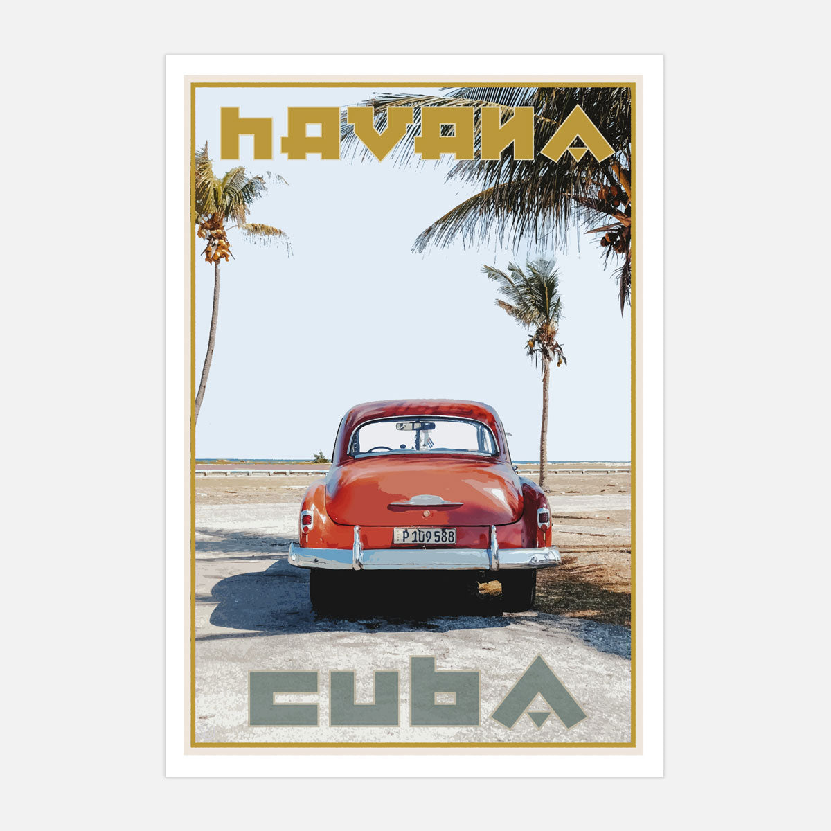 Cuba vintage travel style white framed print by places we luv