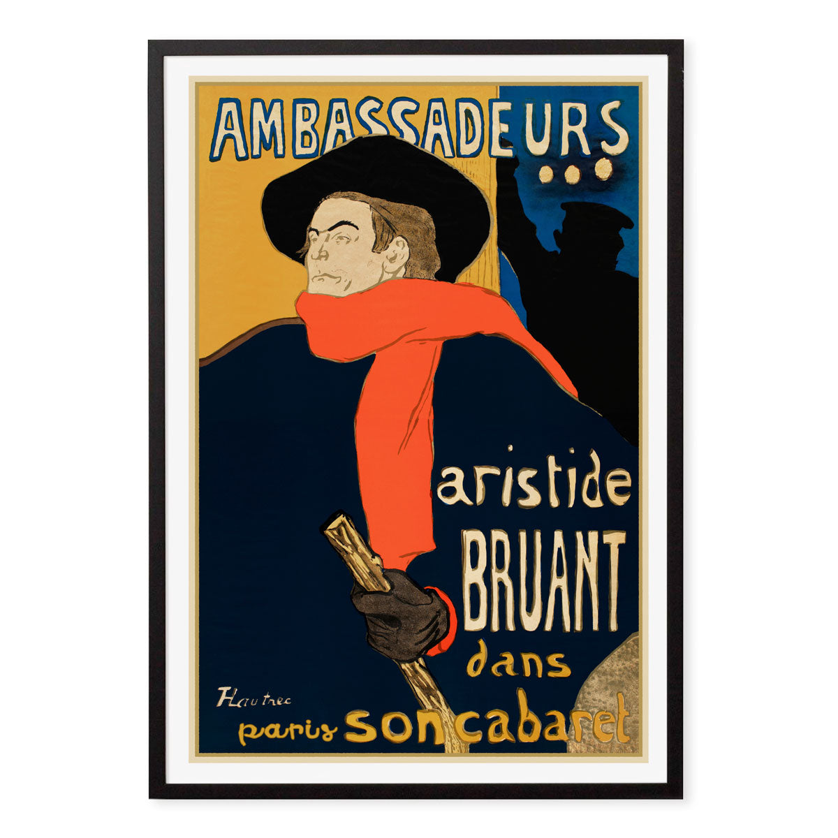 Aristide Bruant Cabaret vintage retro advertising poster in black frame from Places We Luv