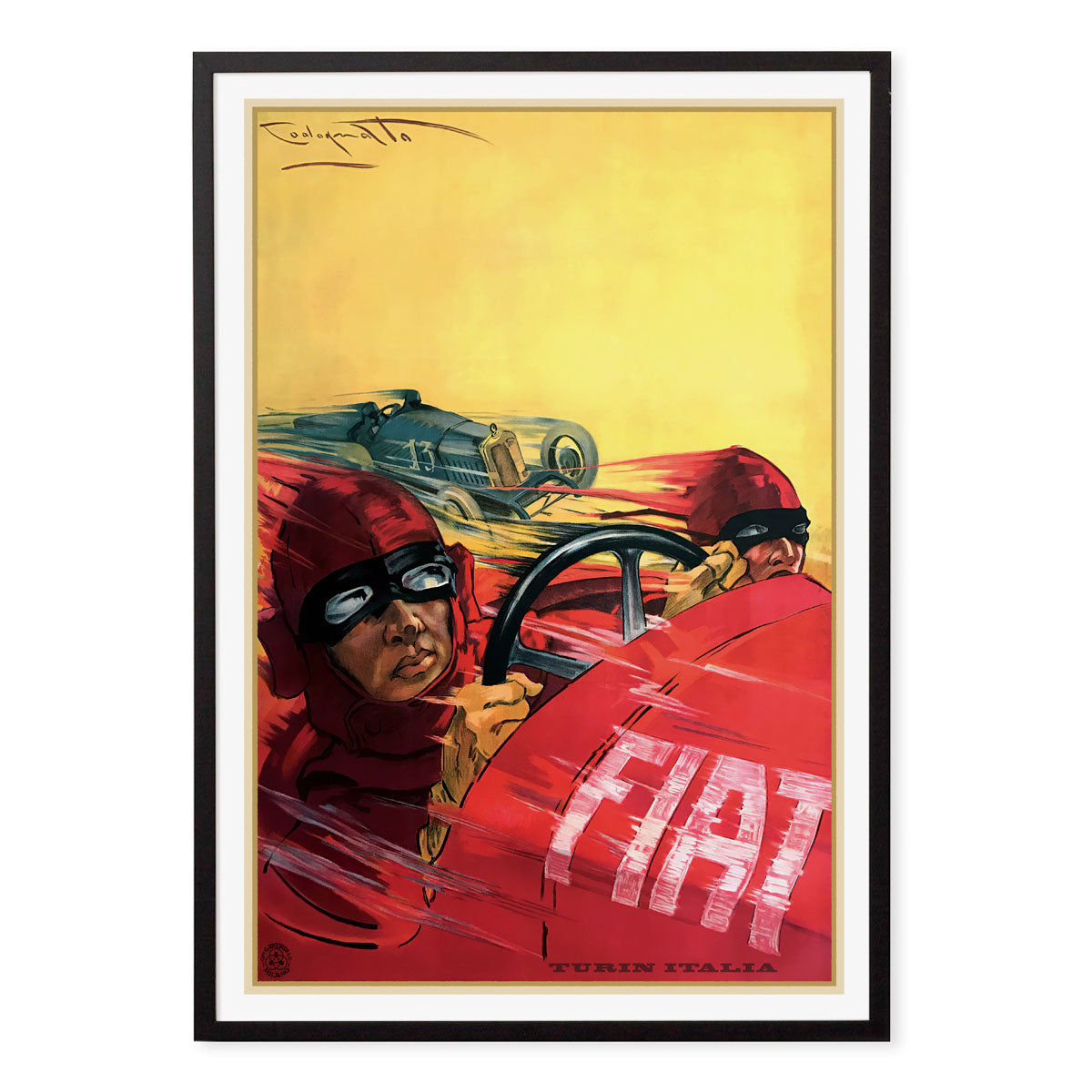 Fiat Italy vintage advertising poster in black frame Places We Luv