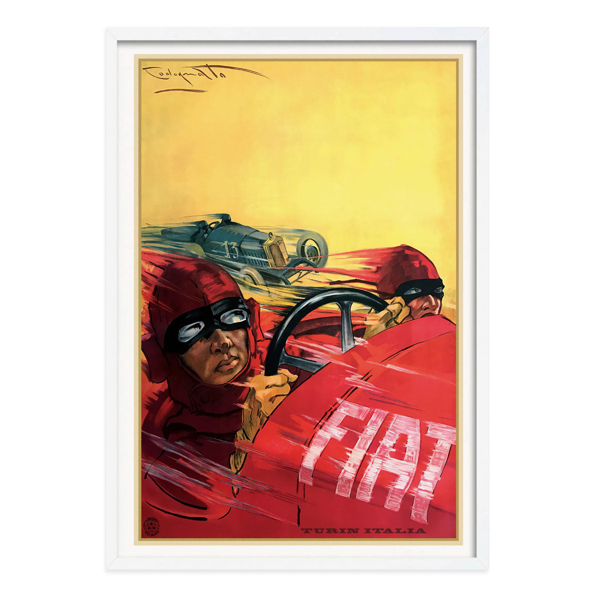 Fiat Italy vintage advertising poster in white frame Places We Luv
