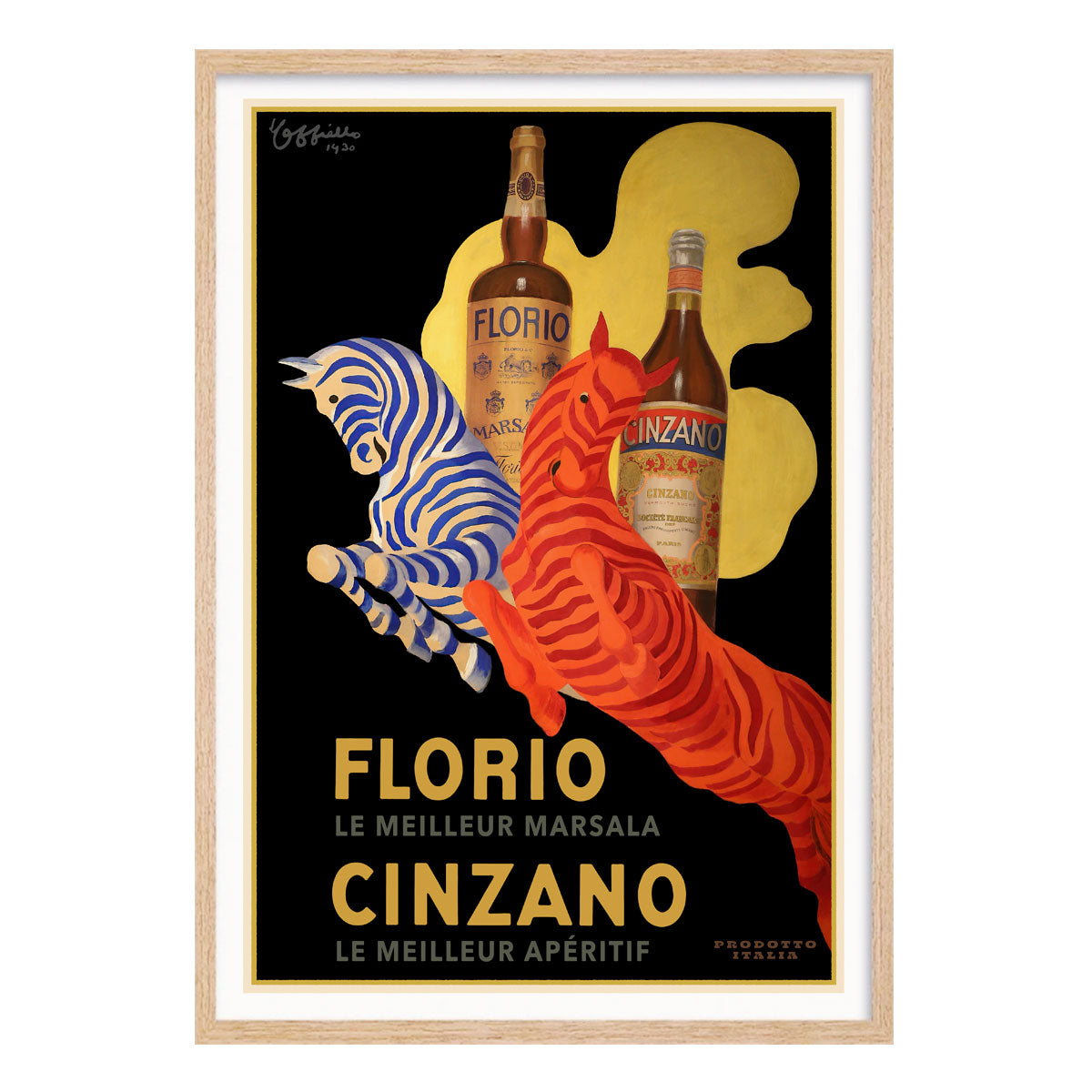 Florio Cinzano Italy retro vintage advertising poster print in oak frame from Places We Luv