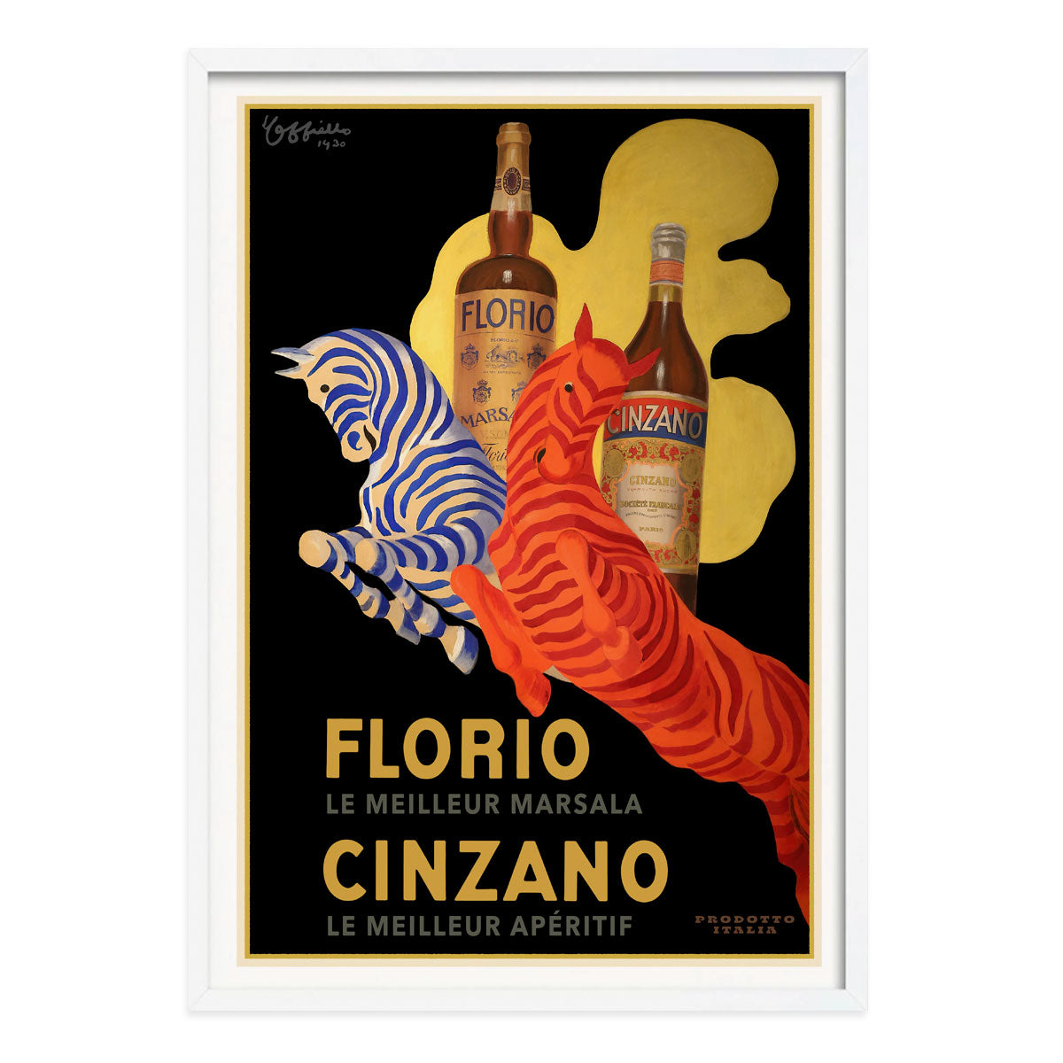 Florio Cinzano Italy retro vintage advertising poster print in white frame from Places We Luv