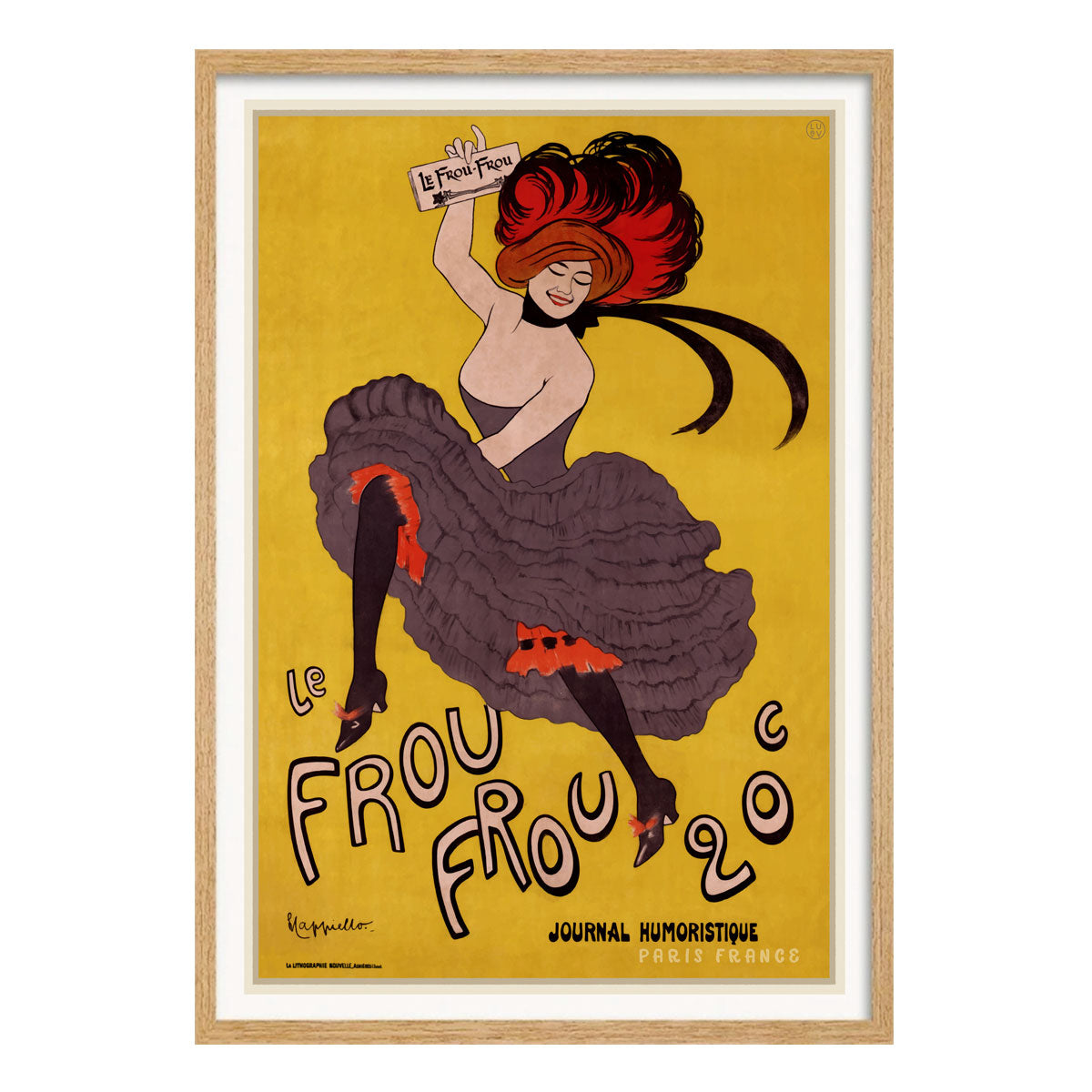 Frou Frou Journal Paris retro vintage poster in oak frame from Places We Luv