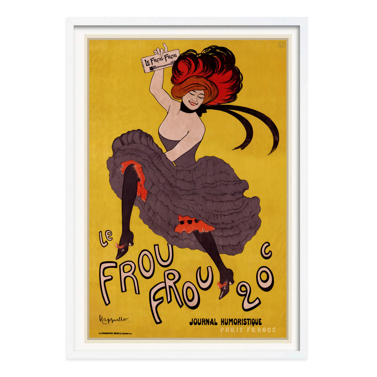Frou Frou Journal Paris retro vintage poster in white frame from Places We Luv