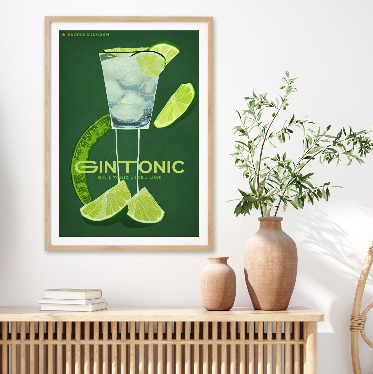 Gin Tonic United Kingdom retro vintage print from Places We Luv