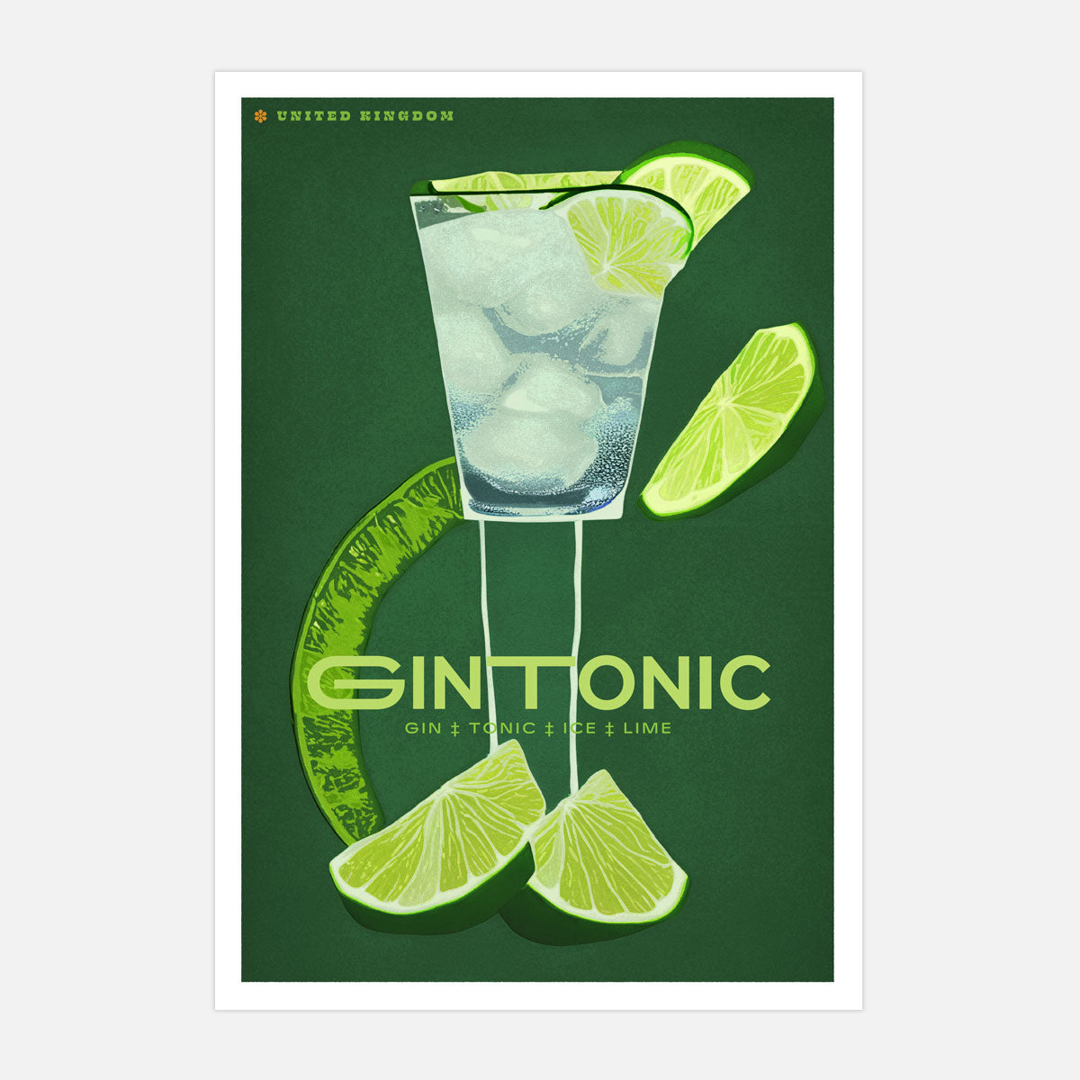 Gin Tonic United Kingdom retro vintage poster from Places We Luv