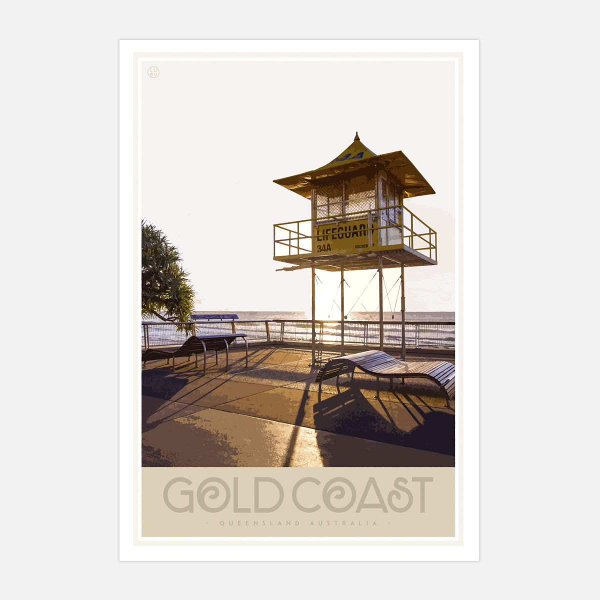 Gold Coast vintage travel print by places we luv
