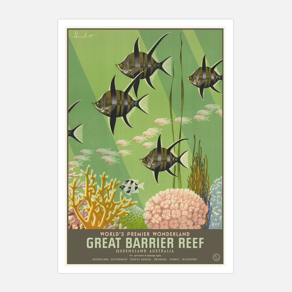 Great Barrier Reef vintage retro print from Places We Luv