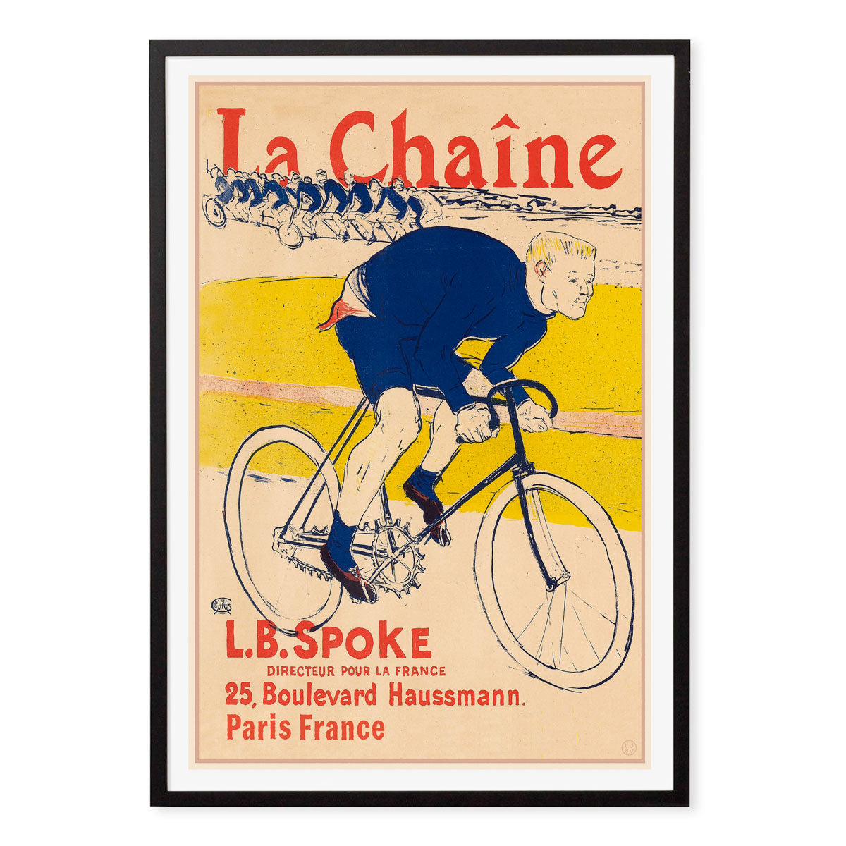 French Bicycle vintage retro poster print in black frame from Places We Luv