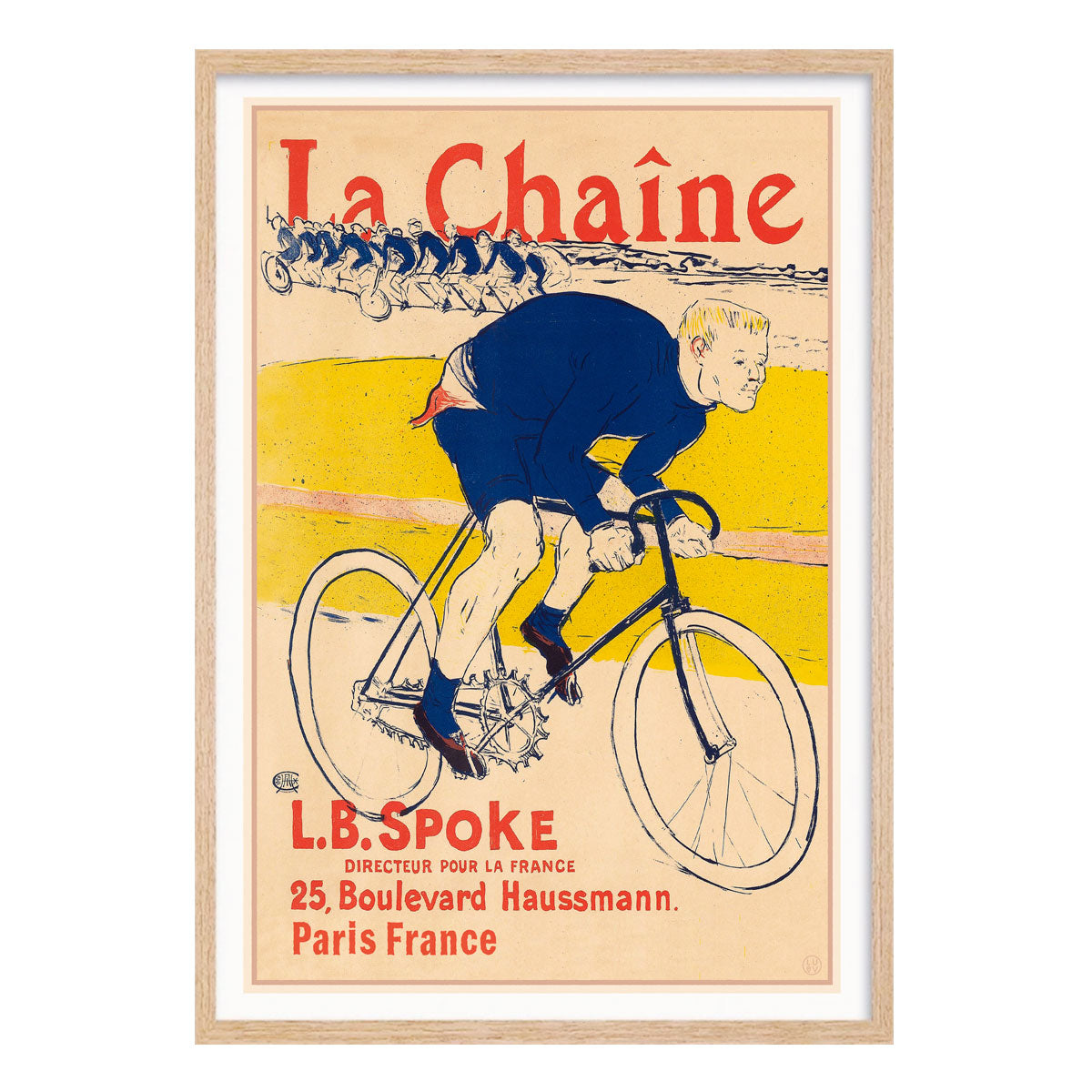 French Bicycle vintage retro poster print in oak frame from Places We Luv