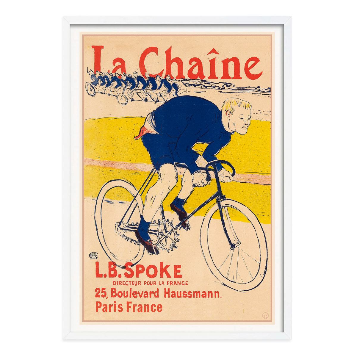 French Bicycle vintage retro poster print in white frame from Places We Luv