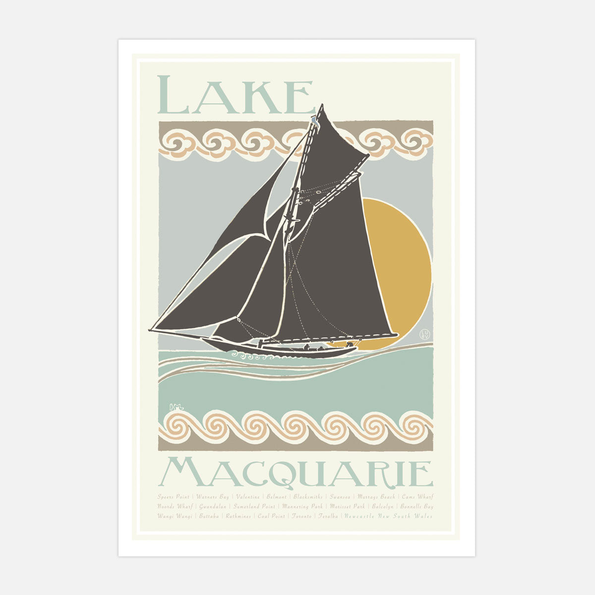Lake Macquarie retro vintage poster print from Places We Luv