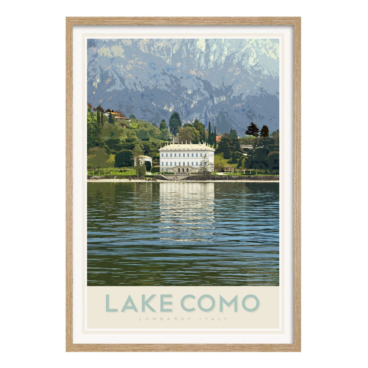 Lake Como Italy, vintage travel style framed print by places we luv