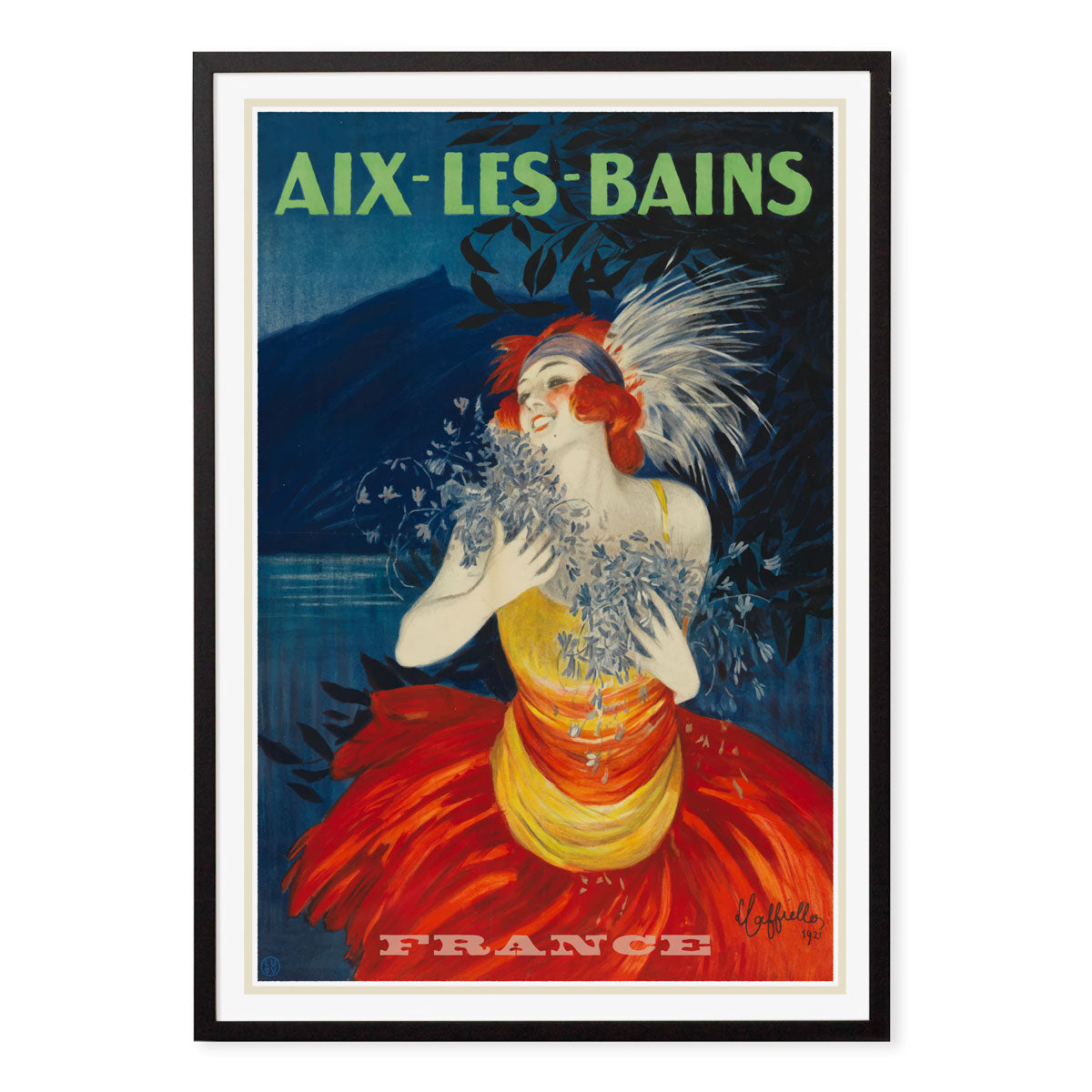 Aix les bains France vintage travel poster in black frame from Places We Luv