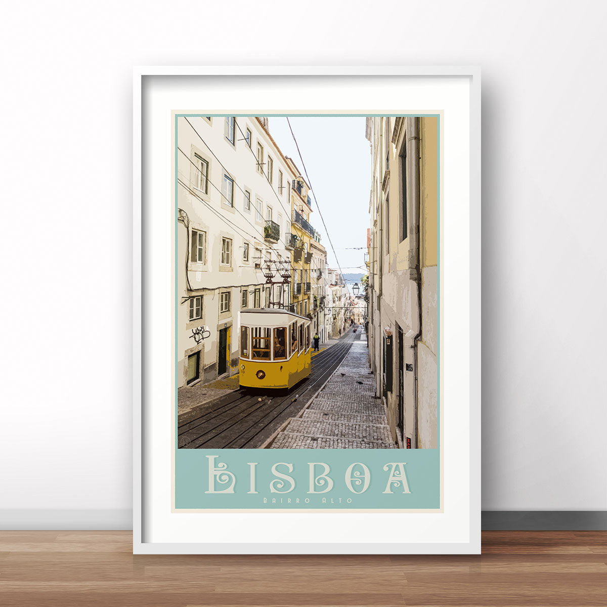 Lisbon travel print. Vintage travel style print by places we luv