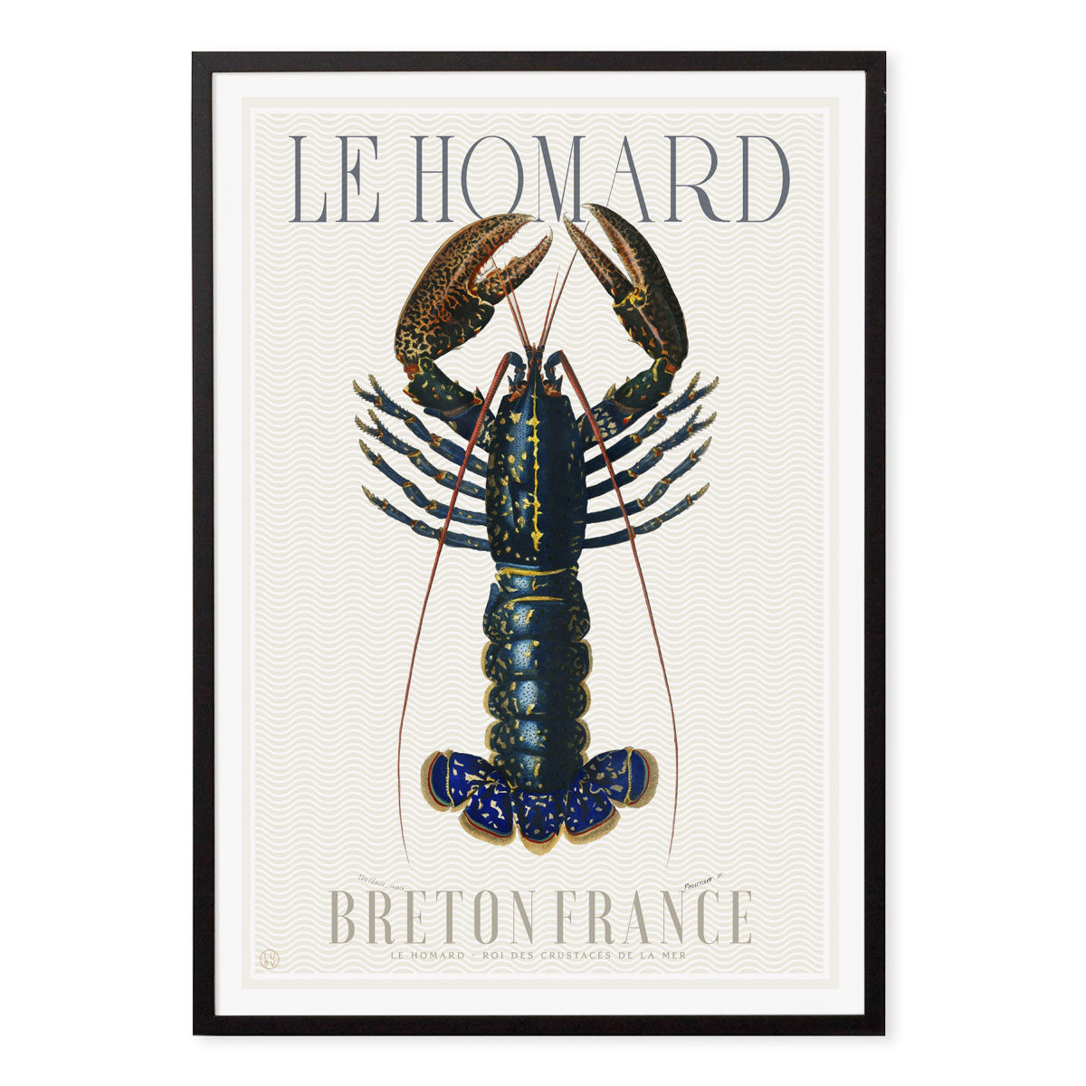 Le homard France retro vintage travel poster print in black frame from Places We Luv