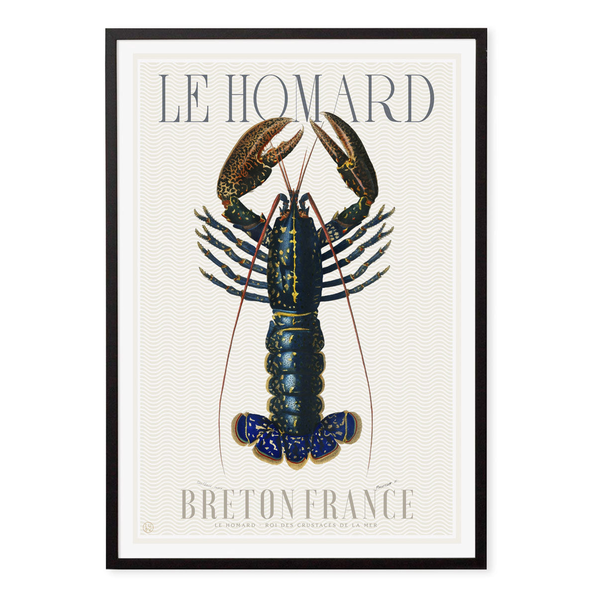 Le homard France retro vintage travel poster print in black frame from Places We Luv