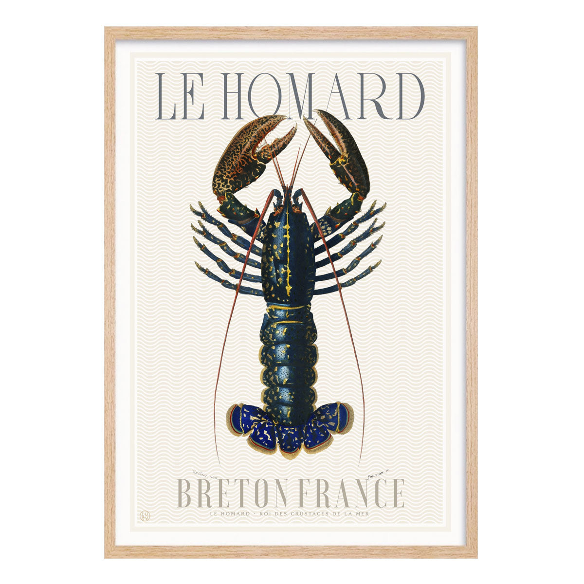 Le homard France retro vintage travel poster print in oak frame from Places We Luv