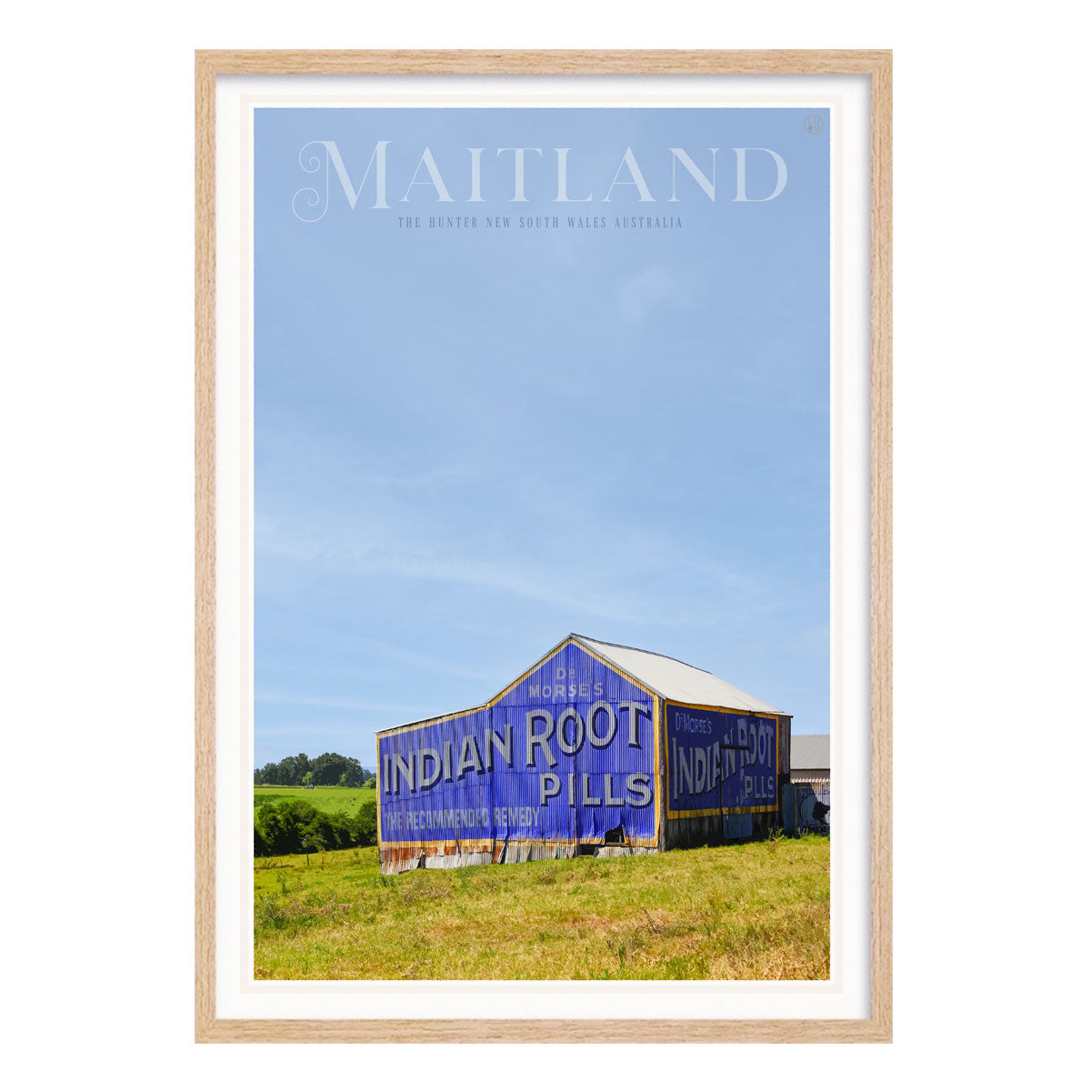 Maitland retro vintage travel poster print in oak frame from Places We Luv