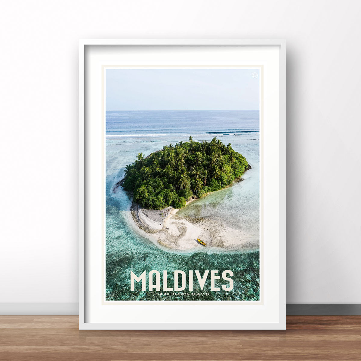 Maldives travel vintage style poster by places we luv