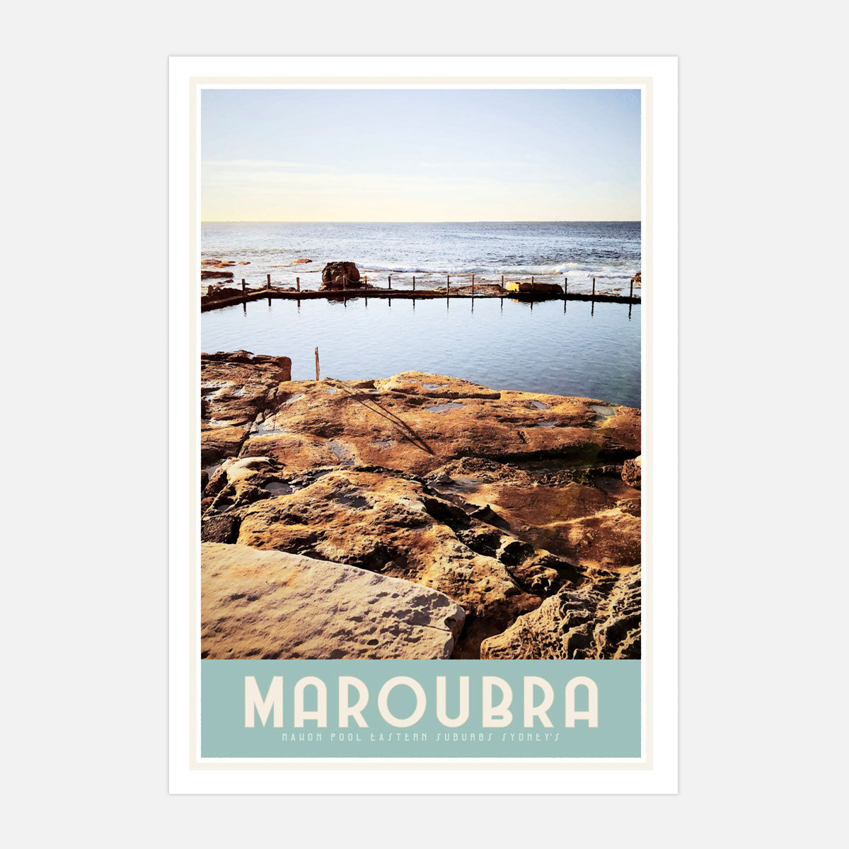 Mahon Pool maroubra travel print and framed poster  by Places we Luv