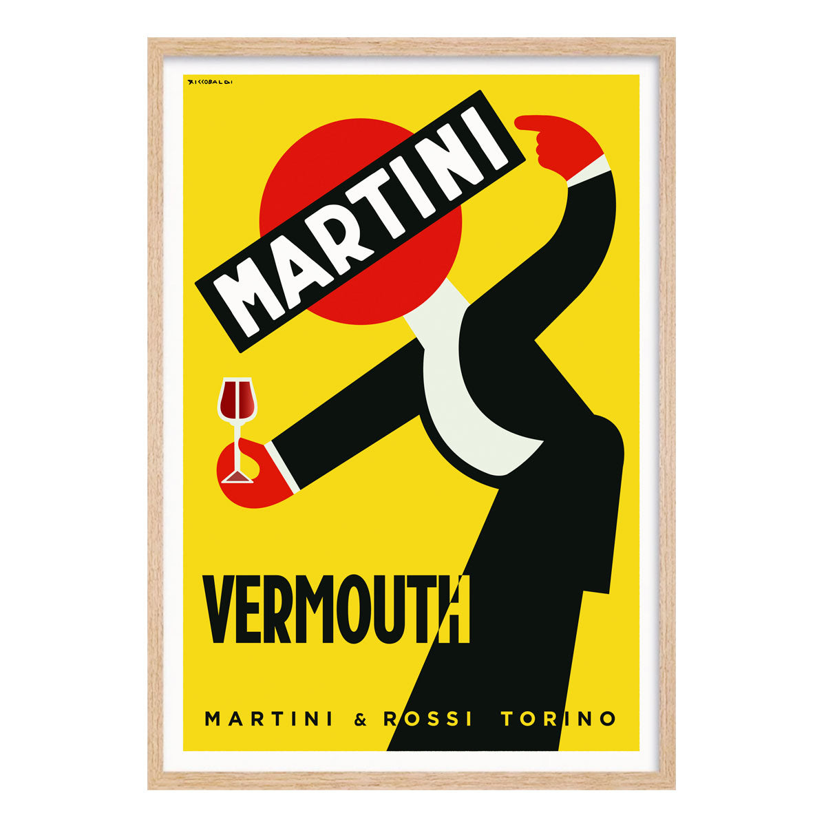Martini Vermouth Italy retro vintage poster print in oak frame from Places We Luv