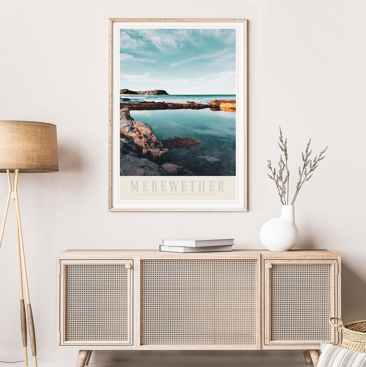 Merewether Beach vintage retro travel poster from Places We Luv
