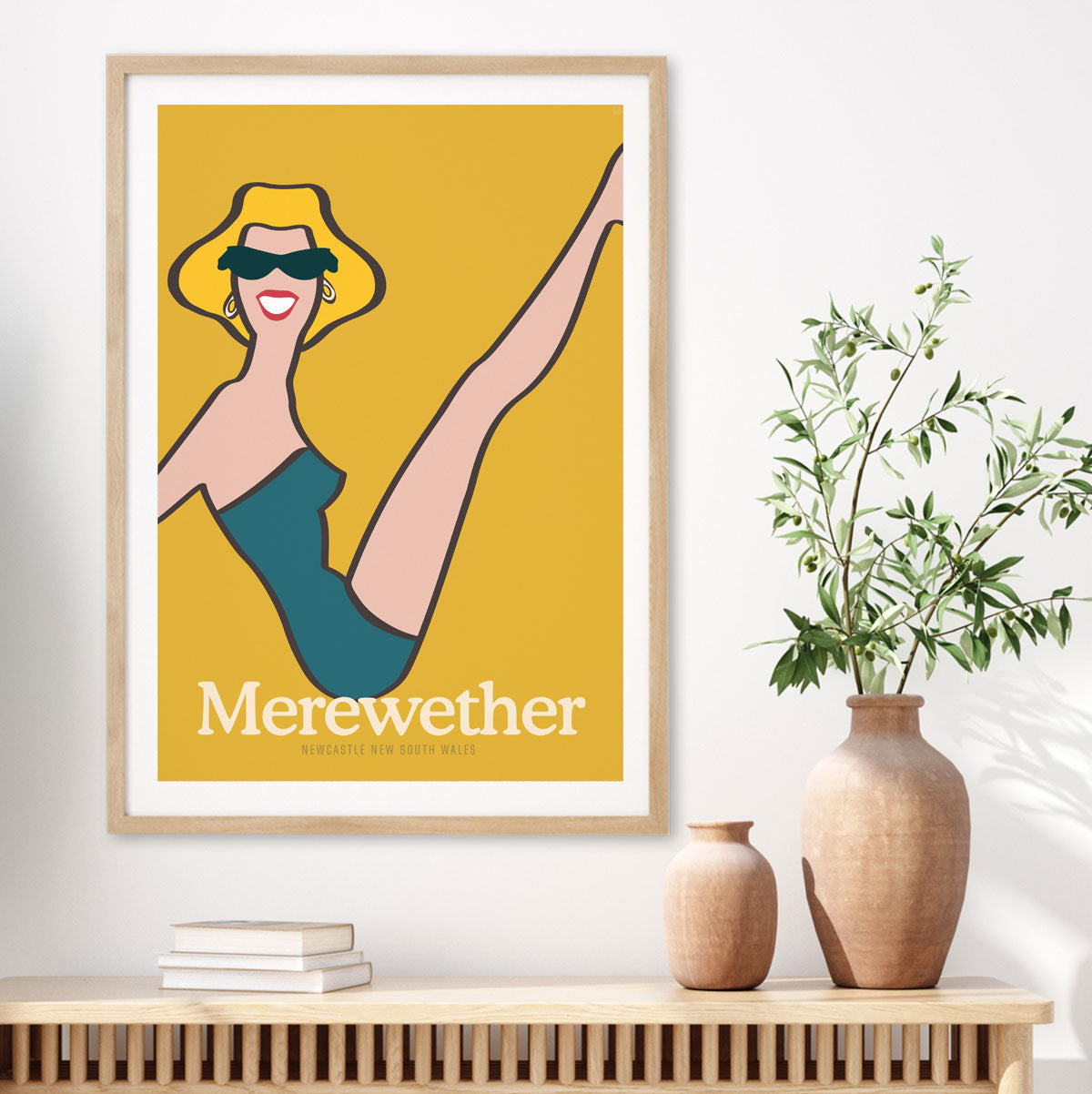 Merewether Beach Gal retro vintage poster print from Places We Luv