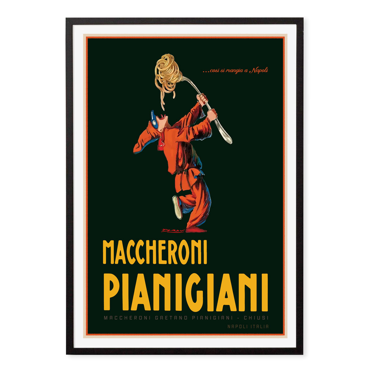 Pasta Italy vintage retro poster print in black frame from Places We Luv