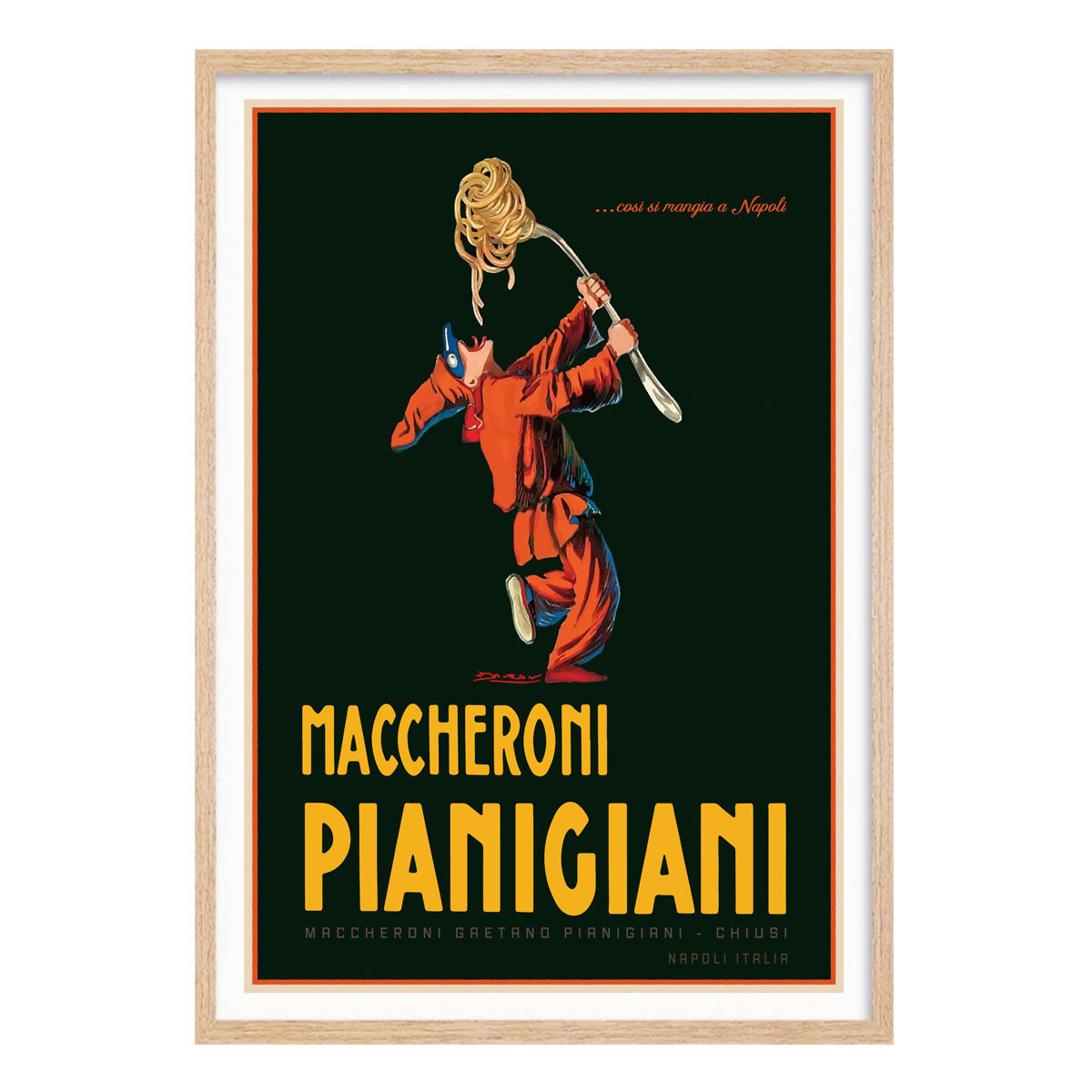Pasta Italy vintage retro poster print in oak frame from Places We Luv